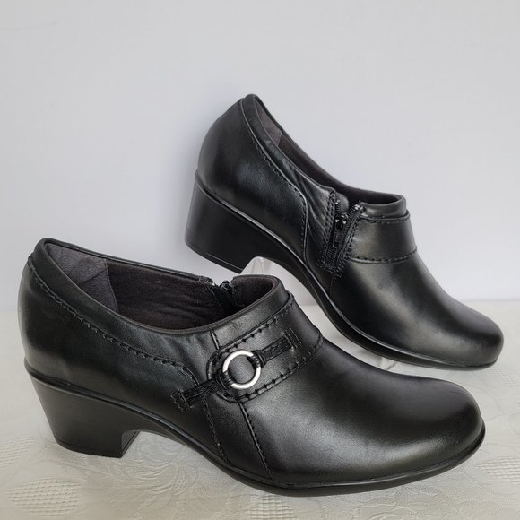 CLARKS Genette Curve Leather Slip-On Shoes- Black color- Women's Size 9.5M - Picture 7 of 13